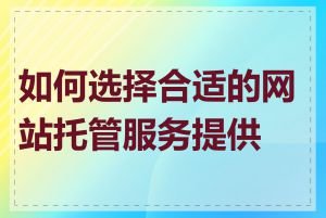 如何选择合适的网站托管服务提供商