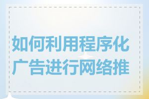 如何利用程序化广告进行网络推广