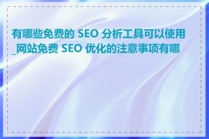 有哪些免费的 SEO 分析工具可以使用_网站免费 SEO 优化的注意事项有哪些