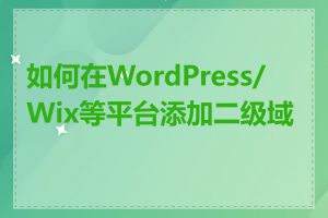 如何在WordPress/Wix等平台添加二级域名