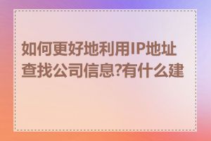 如何更好地利用IP地址查找公司信息?有什么建议