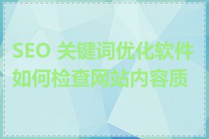 SEO 关键词优化软件如何检查网站内容质量