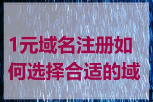 1元域名注册如何选择合适的域名