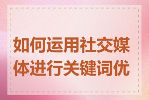 如何运用社交媒体进行关键词优化