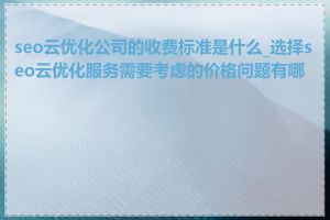 seo云优化公司的收费标准是什么_选择seo云优化服务需要考虑的价格问题有哪些