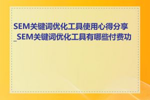 SEM关键词优化工具使用心得分享_SEM关键词优化工具有哪些付费功能