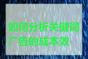 如何分析关键词广告的成本效果