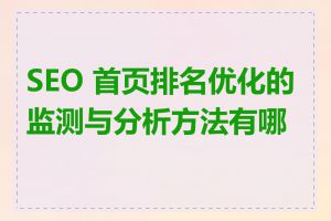 SEO 首页排名优化的监测与分析方法有哪些