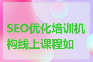 SEO优化培训机构线上课程如何