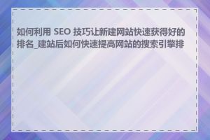 如何利用 SEO 技巧让新建网站快速获得好的排名_建站后如何快速提高网站的搜索引擎排名