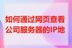 如何通过网页查看公司服务器的IP地址