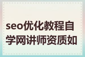 seo优化教程自学网讲师资质如何