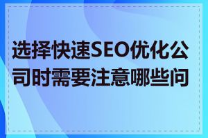 选择快速SEO优化公司时需要注意哪些问题