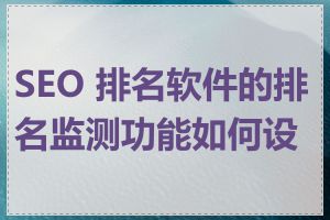 SEO 排名软件的排名监测功能如何设置