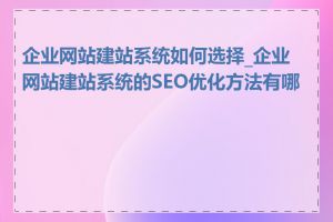 企业网站建站系统如何选择_企业网站建站系统的SEO优化方法有哪些