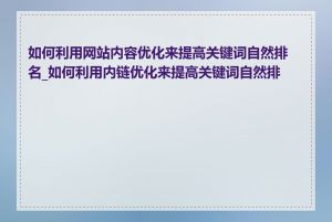 如何利用网站内容优化来提高关键词自然排名_如何利用内链优化来提高关键词自然排名