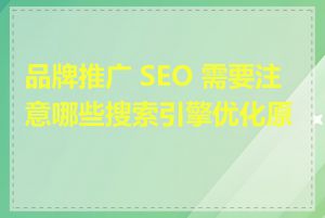 品牌推广 SEO 需要注意哪些搜索引擎优化原则