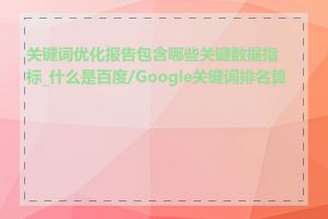 关键词优化报告包含哪些关键数据指标_什么是百度/Google关键词排名算法