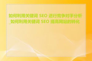 如何利用关键词 SEO 进行竞争对手分析_如何利用关键词 SEO 提高网站的转化率