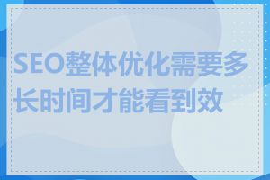 SEO整体优化需要多长时间才能看到效果