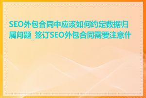 SEO外包合同中应该如何约定数据归属问题_签订SEO外包合同需要注意什么