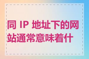 同 IP 地址下的网站通常意味着什么