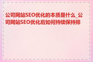 公司网站SEO优化的本质是什么_公司网站SEO优化后如何持续保持排名