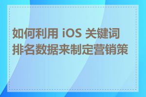 如何利用 iOS 关键词排名数据来制定营销策略