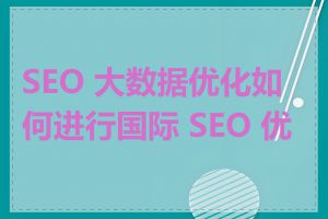 SEO 大数据优化如何进行国际 SEO 优化