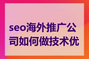 seo海外推广公司如何做技术优化