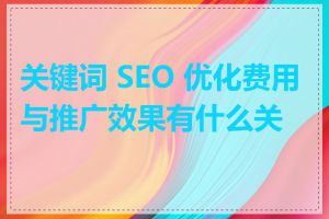 关键词 SEO 优化费用与推广效果有什么关系