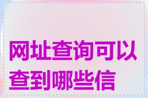 网址查询可以查到哪些信息