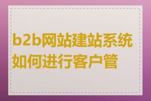 b2b网站建站系统如何进行客户管理