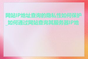 网站IP地址查询的隐私性如何保护_如何通过网站查询其服务器IP地址