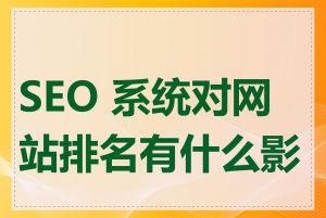 SEO 系统对网站排名有什么影响