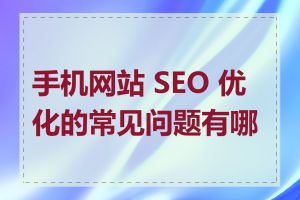 手机网站 SEO 优化的常见问题有哪些