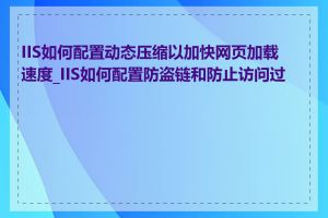 IIS如何配置动态压缩以加快网页加载速度_IIS如何配置防盗链和防止访问过度