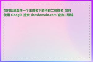 如何批量查询一个主域名下的所有二级域名_如何使用 Google 搜索 site:domain.com 查询二级域名