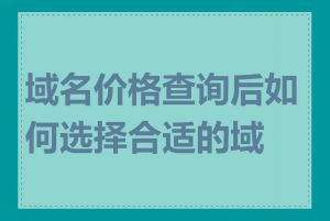 域名价格查询后如何选择合适的域名