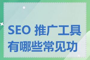 SEO 推广工具有哪些常见功能