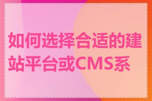 如何选择合适的建站平台或CMS系统