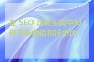 在 SEO 高级实践中如何平衡营销和技术优化