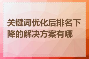 关键词优化后排名下降的解决方案有哪些