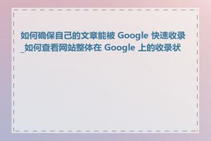 如何确保自己的文章能被 Google 快速收录_如何查看网站整体在 Google 上的收录状况