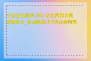 小型企业网站 SEO 优化费用大概需要多少_企业网站SEO优化费用高吗