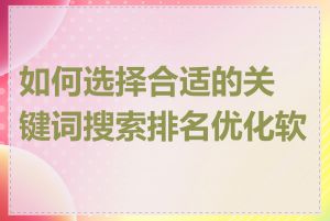 如何选择合适的关键词搜索排名优化软件