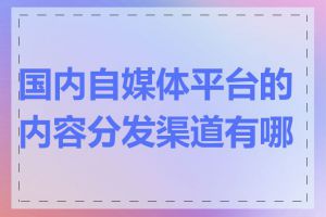 国内自媒体平台的内容分发渠道有哪些