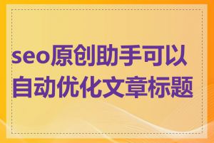 seo原创助手可以自动优化文章标题吗