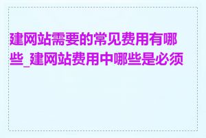 建网站需要的常见费用有哪些_建网站费用中哪些是必须的