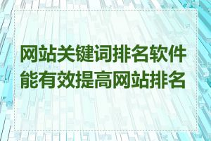 网站关键词排名软件能有效提高网站排名吗